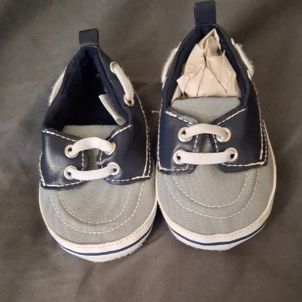 Navy and Gray Baby Boat Shoes